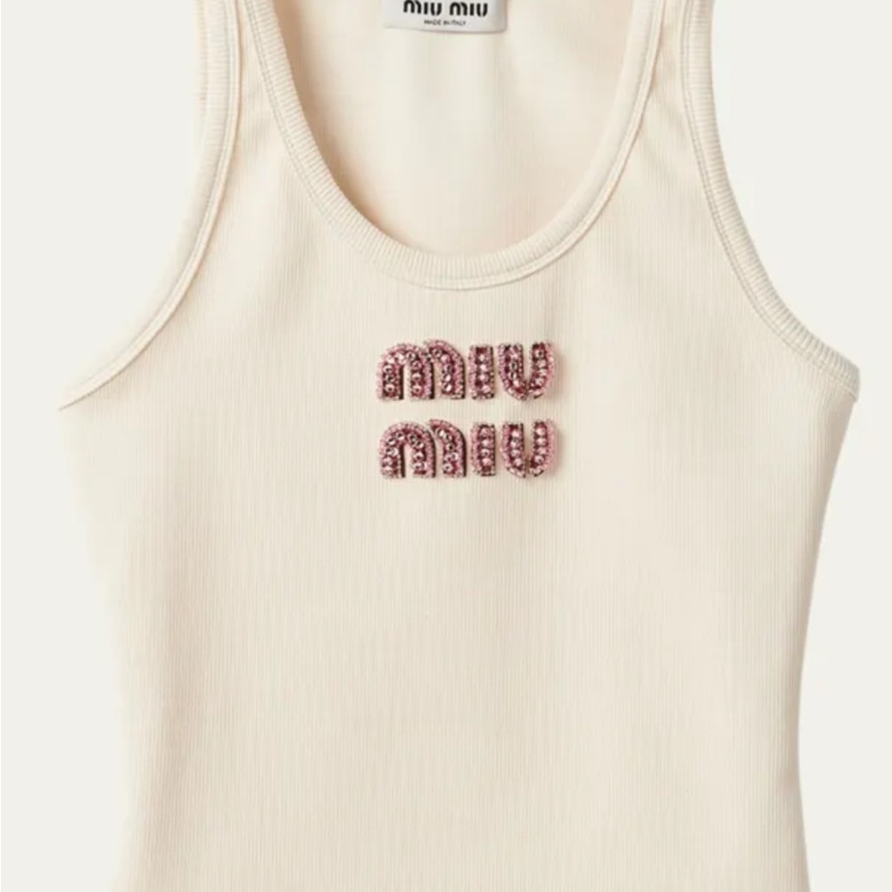 Miu Miu Ivory Tank with Pink Accents